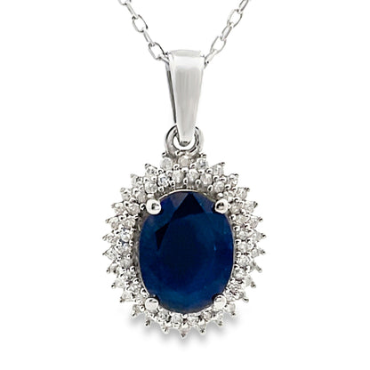 Sapphire Diamond Fashion Pendants 10KT White Gold Bids.com
