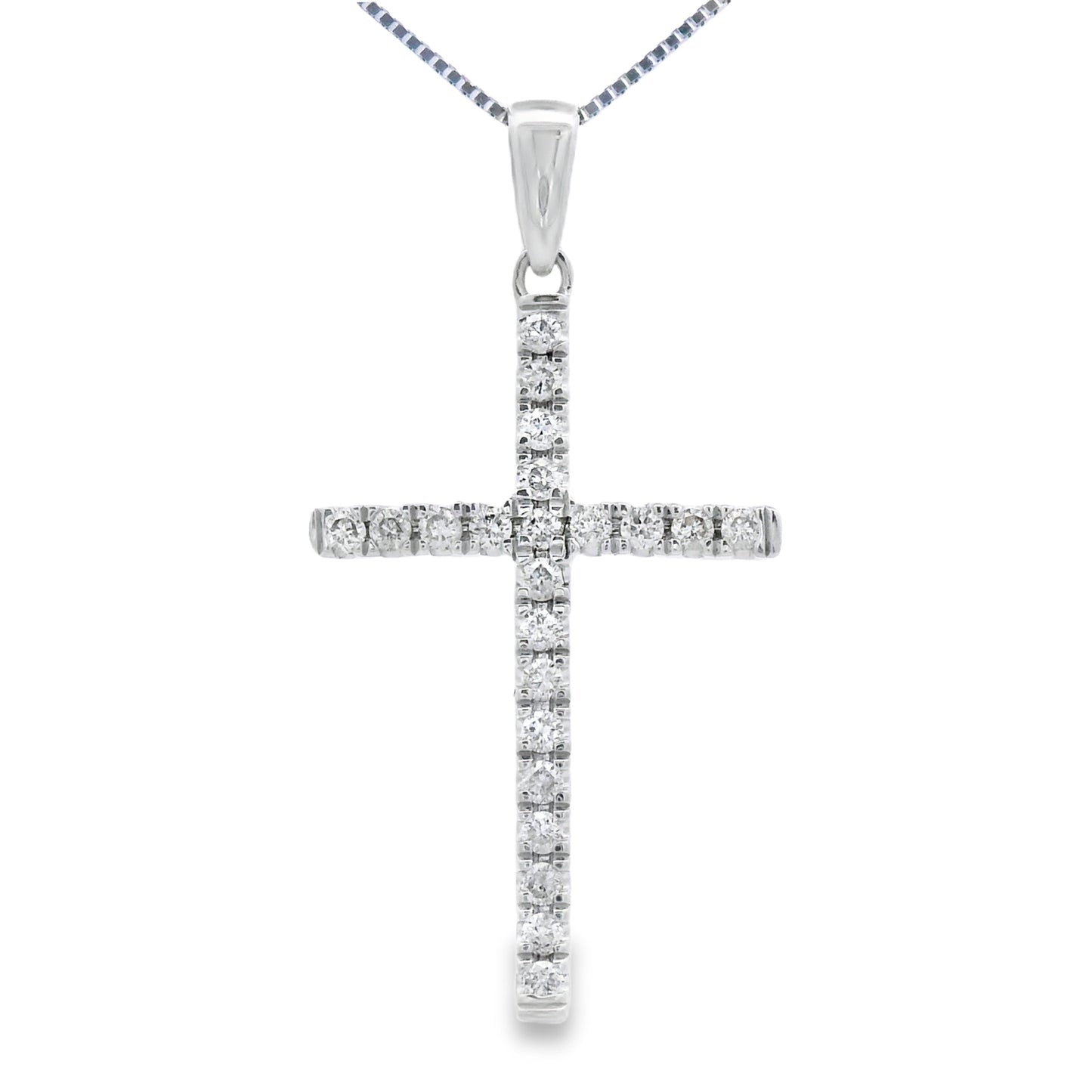 .21ct Diamond Cross Religious Pendant 14KT White Gold Bids.com