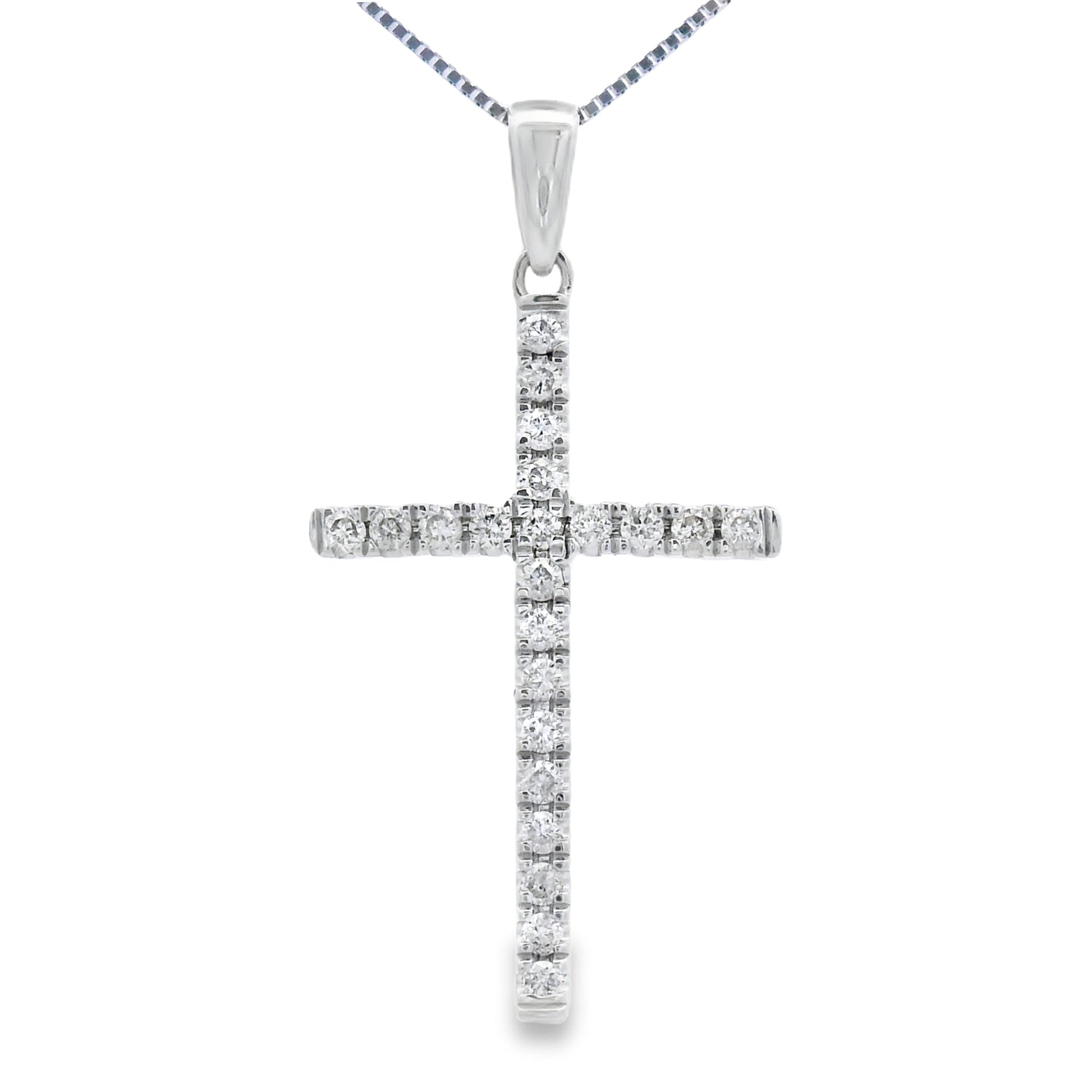 .21ct Diamond Cross Religious Pendant 14KT White Gold Bids.com