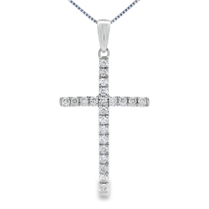 .21ct Diamond Cross Religious Pendant 14KT White Gold Bids.com