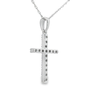 .19ct Diamond Cross Religious Pendant 14KT White Gold Bids.com