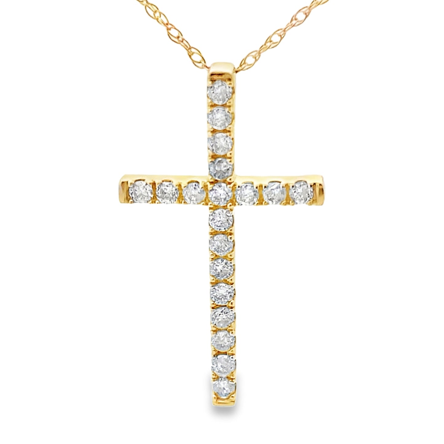 .24ct Diamond Cross Religious Pendant 14KT Yellow Gold Bids.com