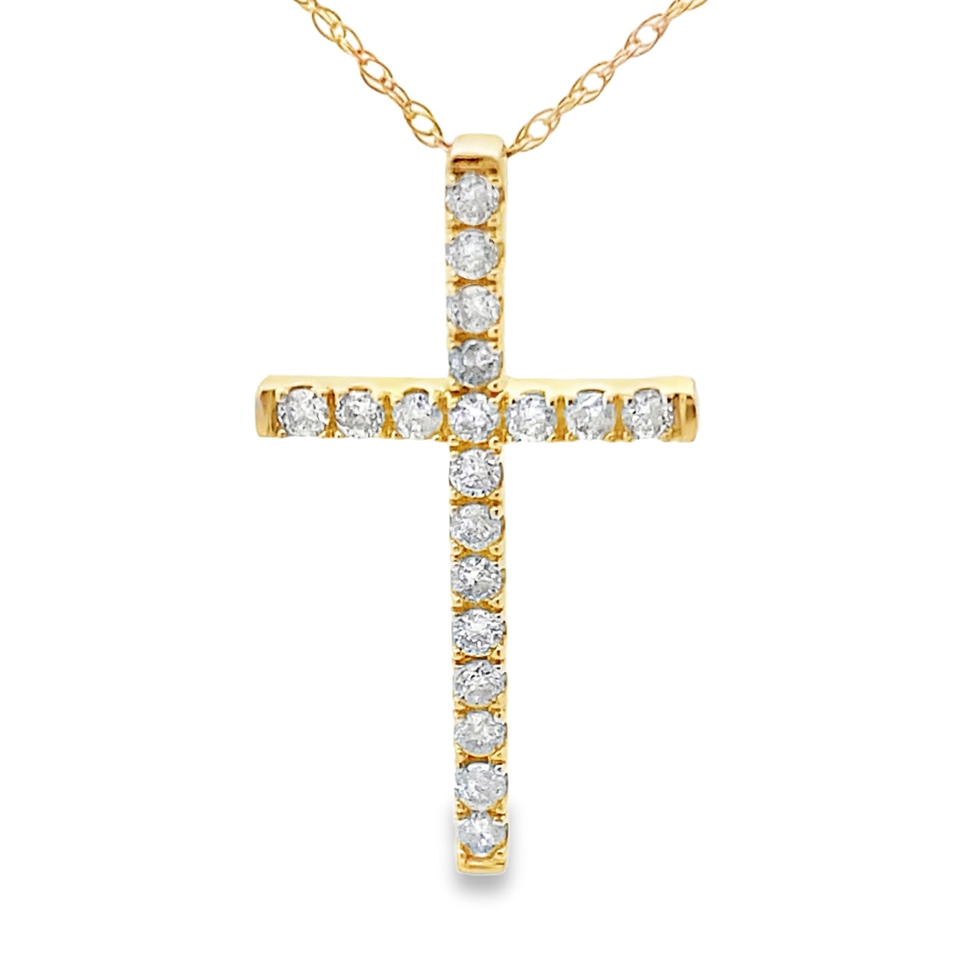 .24ct Diamond Cross Religious Pendant 14KT Yellow Gold Bids.com