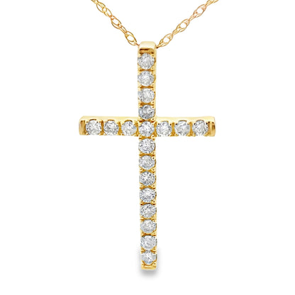 .24ct Diamond Cross Religious Pendant 14KT Yellow Gold Bids.com