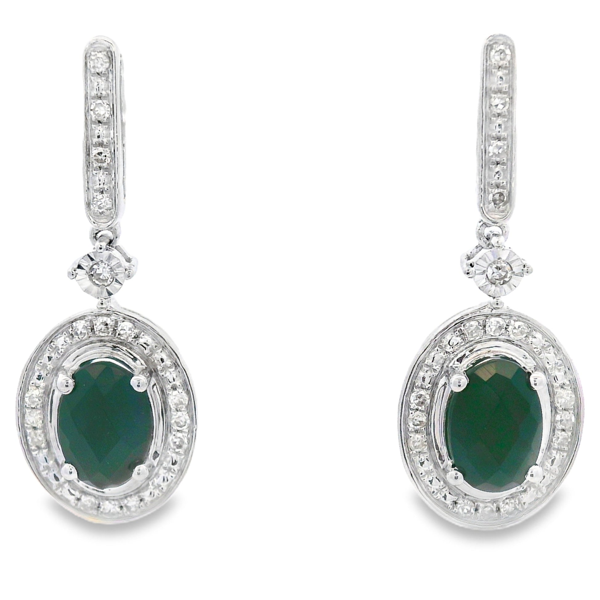 1.06ct Onyx Diamond Dangle Earrings 10KT White Gold Bids.com