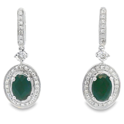 1.06ct Onyx Diamond Dangle Earrings 10KT White Gold Bids.com
