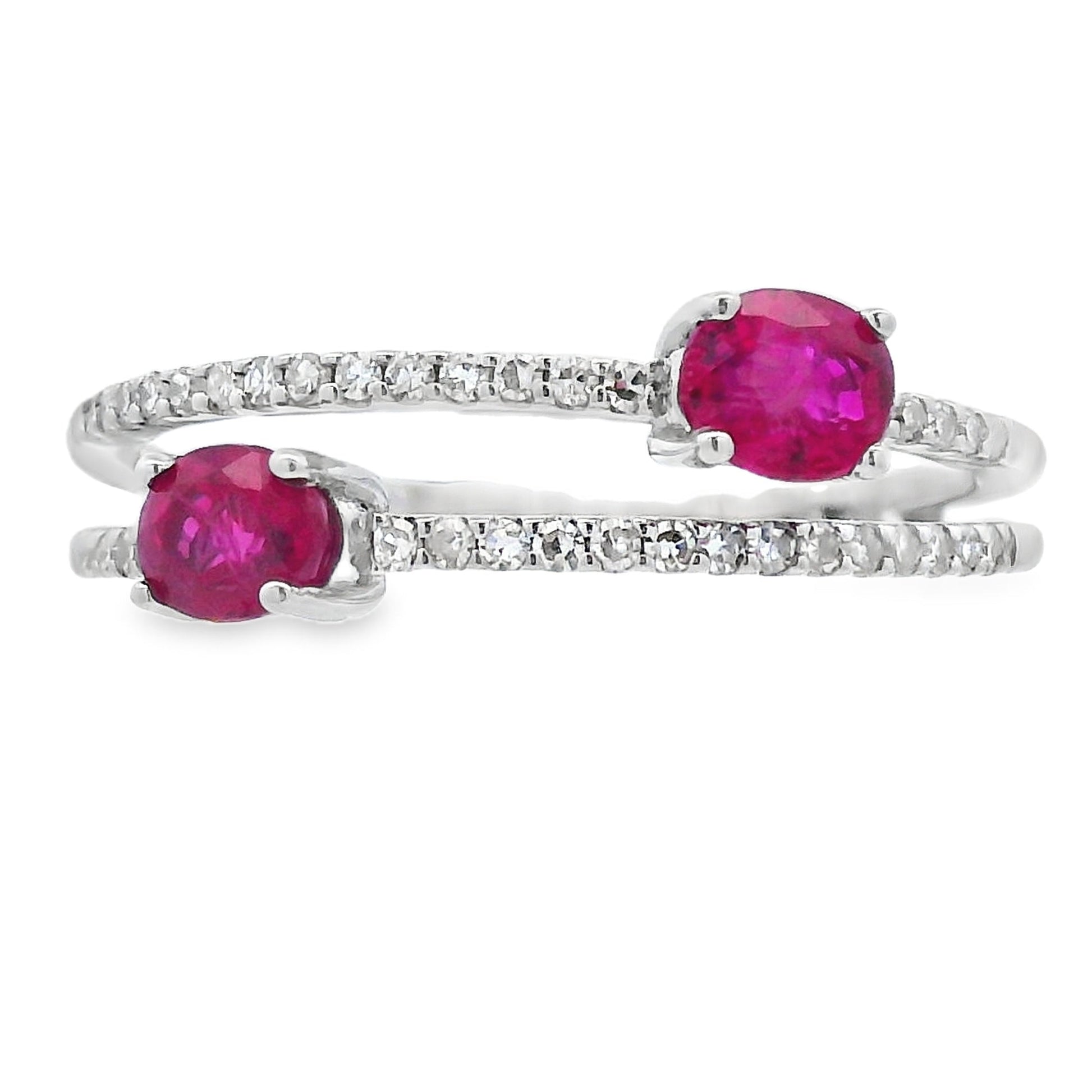 Genuine .59ct Ruby Diamond Ring 14KT White Gold Bids.com