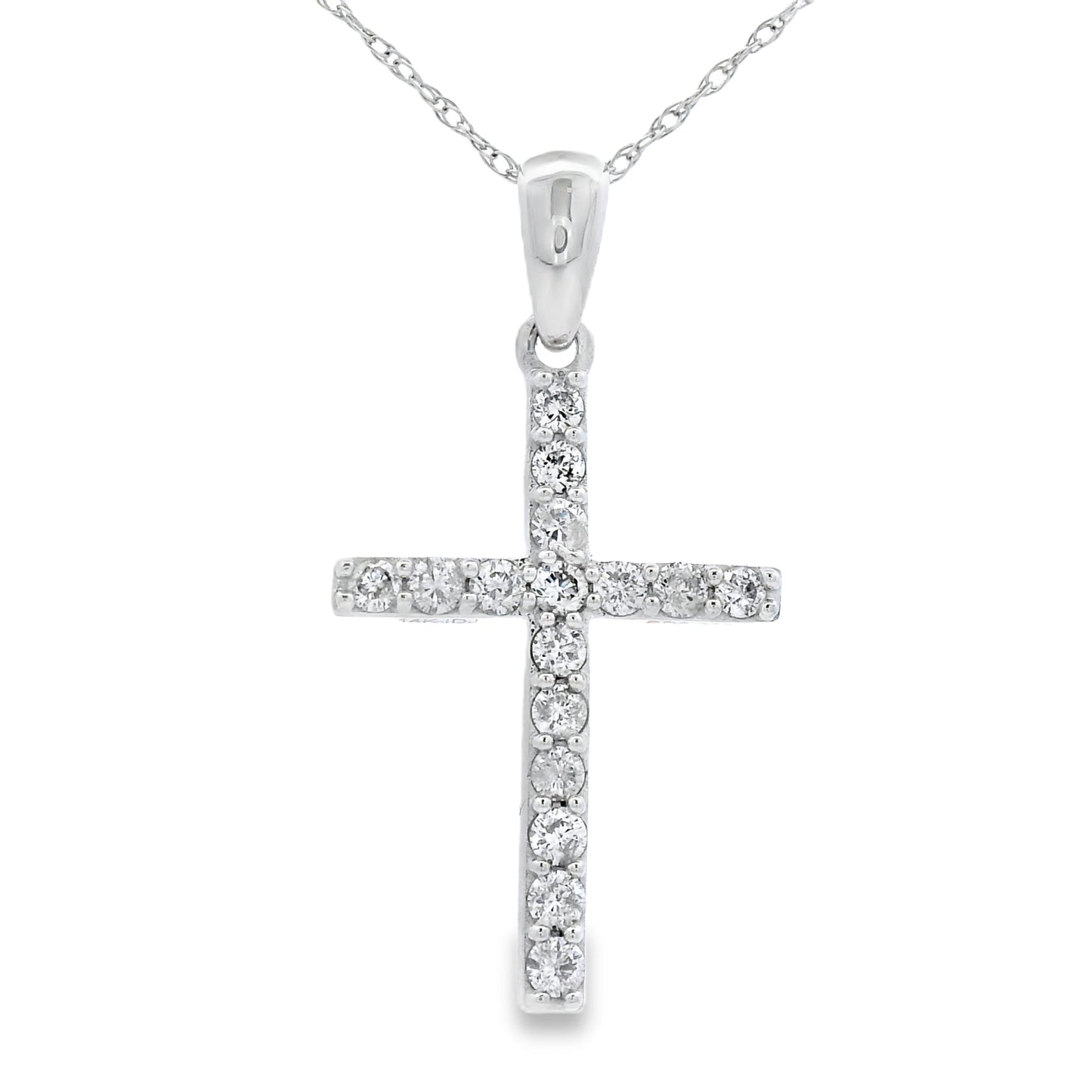 .30ct Diamond Cross Religious Pendant 14KT White Gold Bids.com