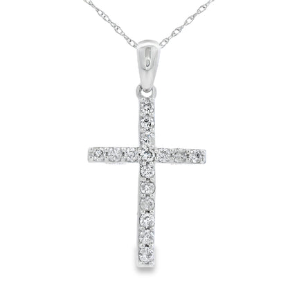 .30ct Diamond Cross Religious Pendant 14KT White Gold Bids.com