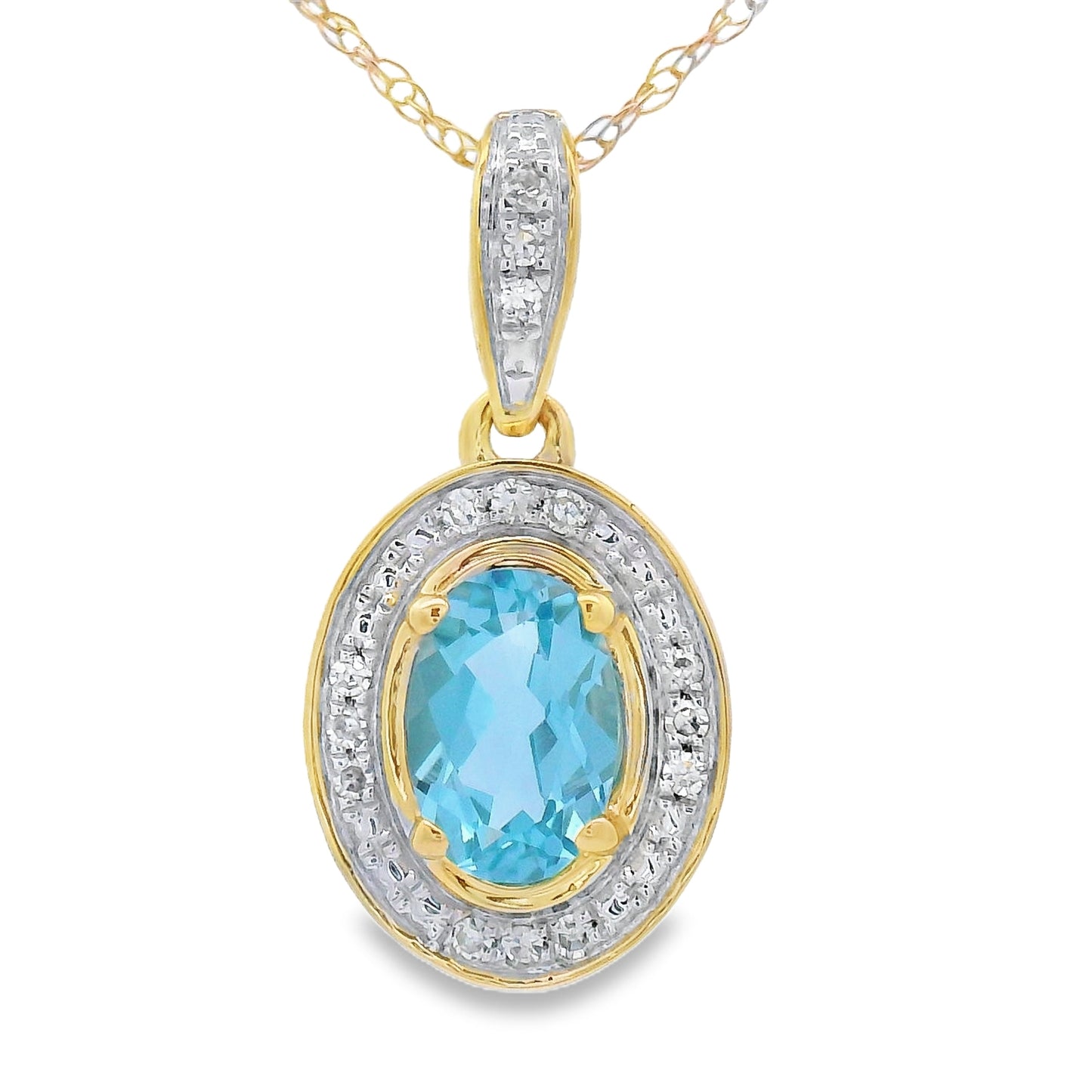 Blue Topaz Diamond Fashion Pendants 10KT Yellow Gold Bids.com