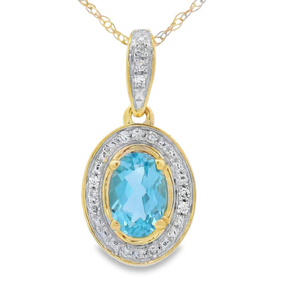 Blue Topaz Diamond Fashion Pendants 10KT Yellow Gold Bids.com