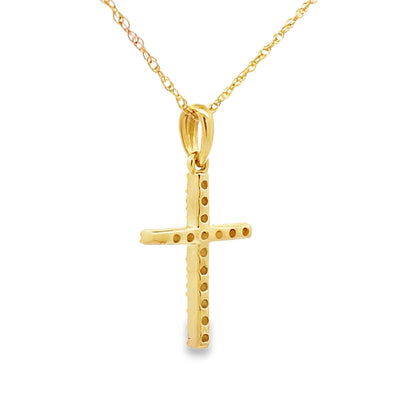 .11ct Diamond Cross Religious Pendant 14KT Yellow Gold Bids.com