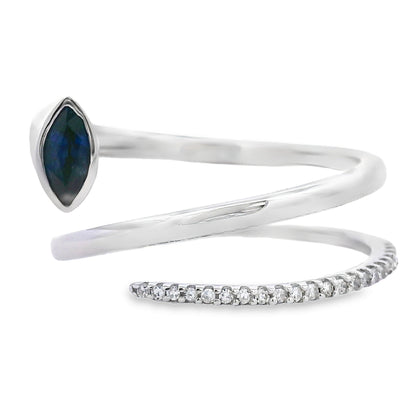 Natural .78ct Sapphire Diamond Ring 14KT White Gold Bids.com