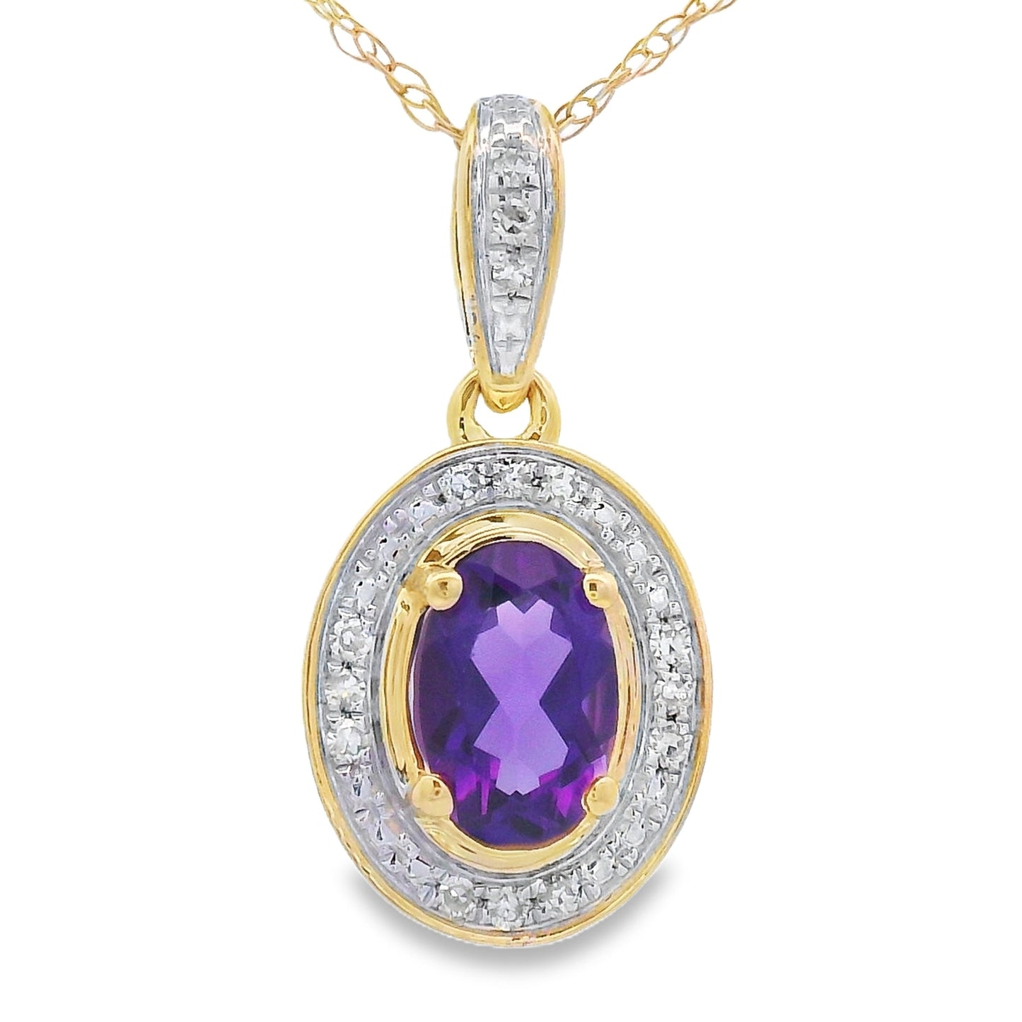 Amethyst Diamond Fashion Pendants 10KT Yellow Gold Bids.com