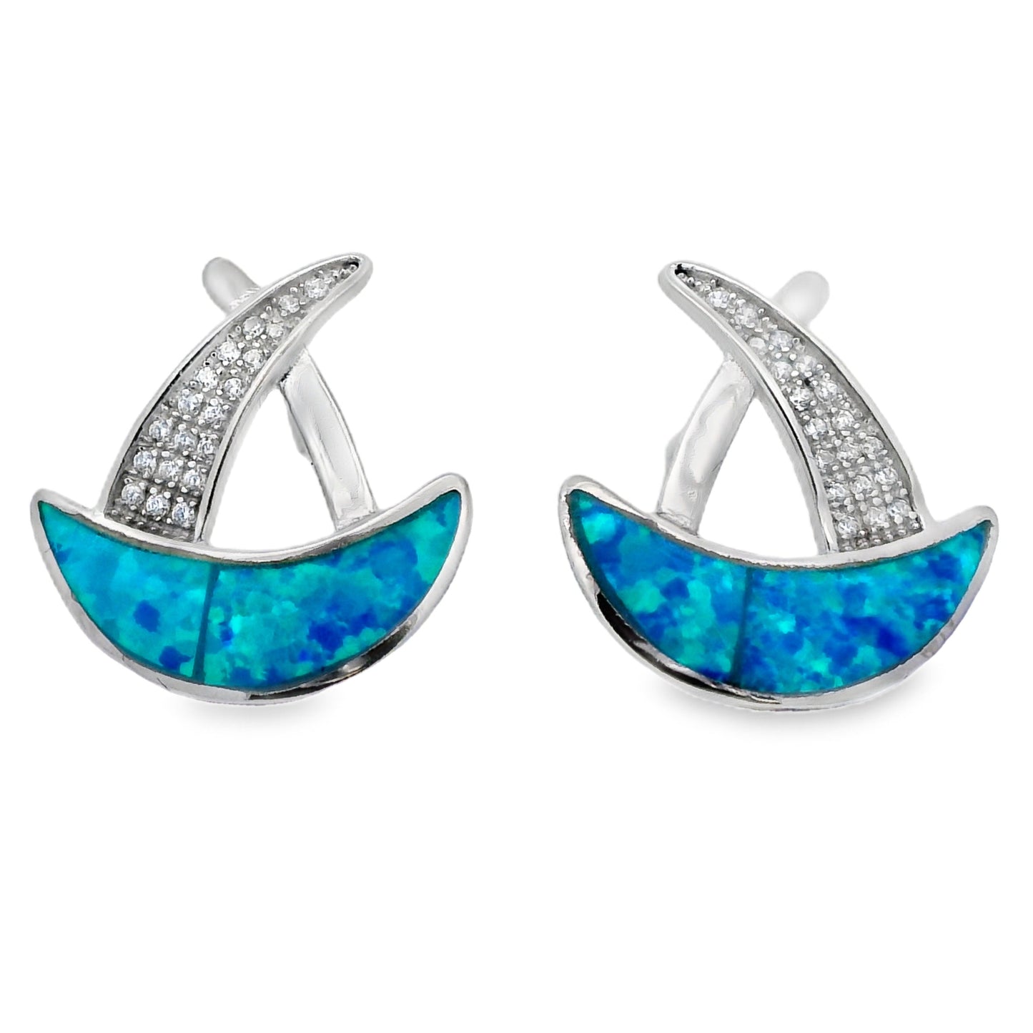 Natural Created Opal Dangle Earrings Sterling Silver Bids.com