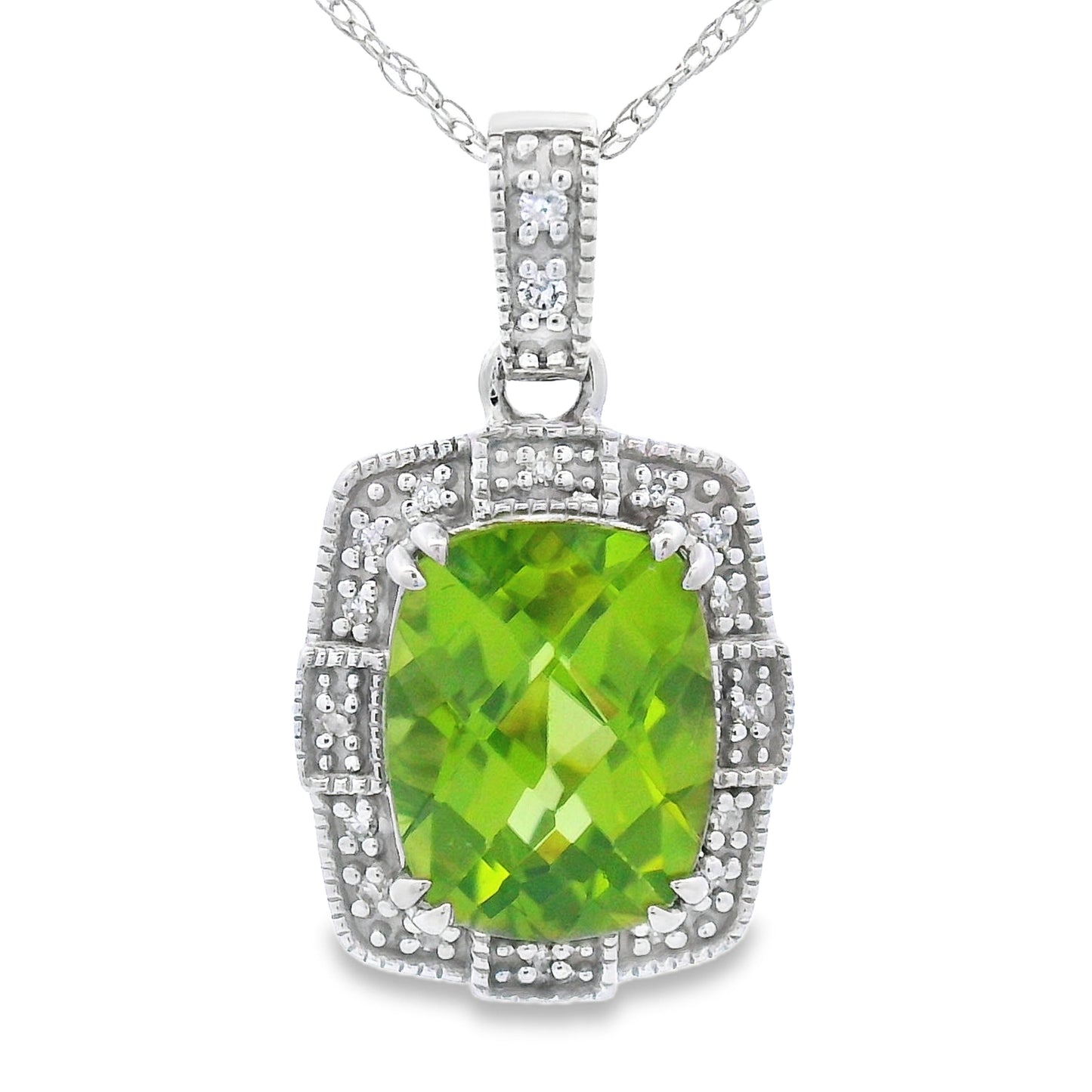 2.03ct Peridot Diamond Fashion Pendants 10KT White Gold Bids.com
