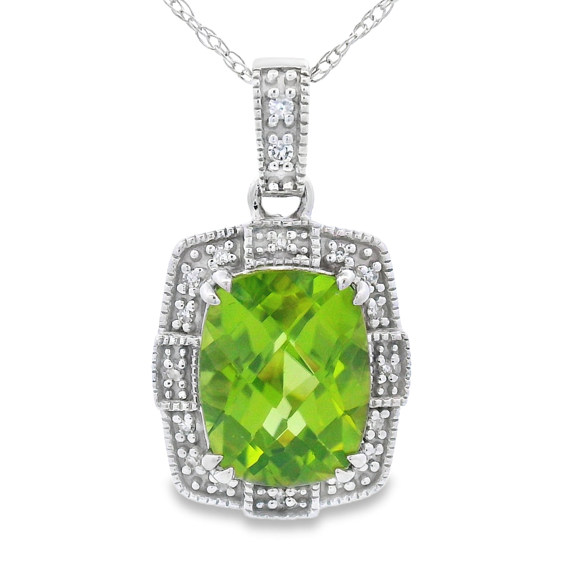 2.03ct Peridot Diamond Fashion Pendants 10KT White Gold Bids.com