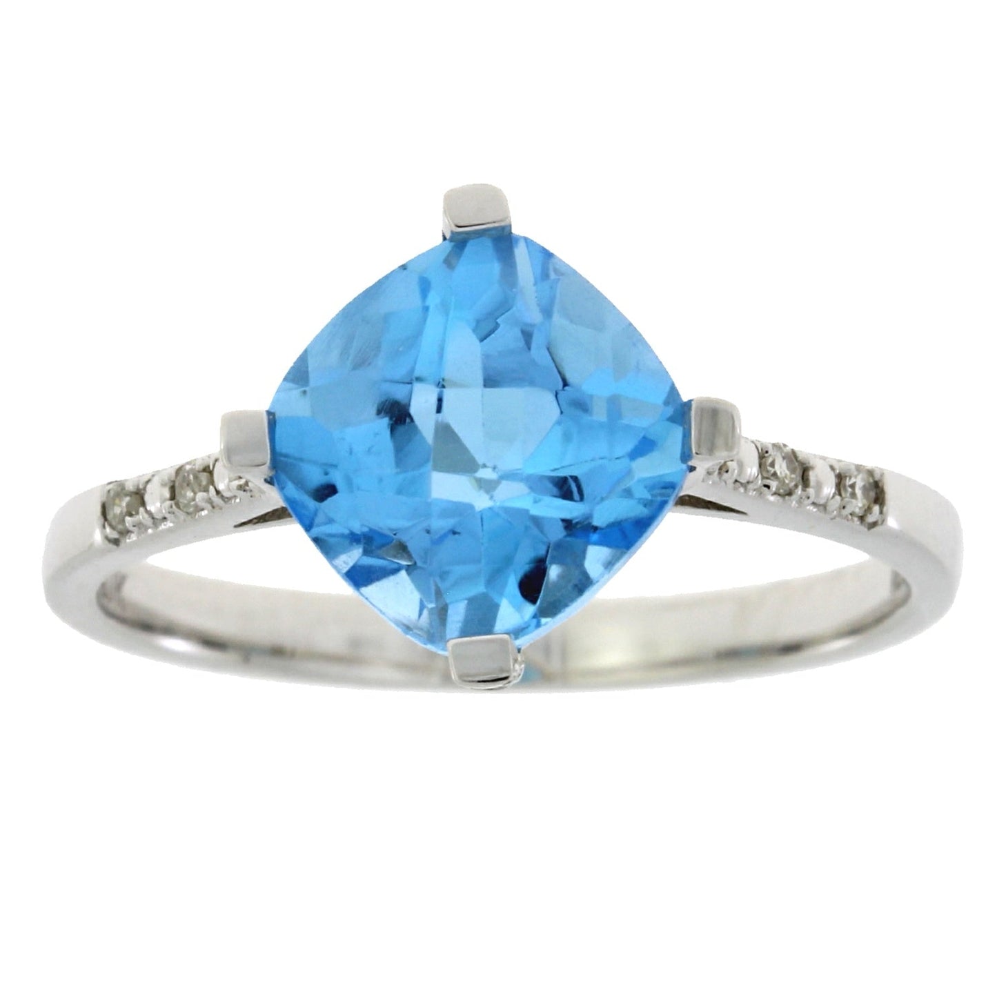 Natural 1.20ct Blue Topaz Diamond Ring 10KT White Gold Bids.com