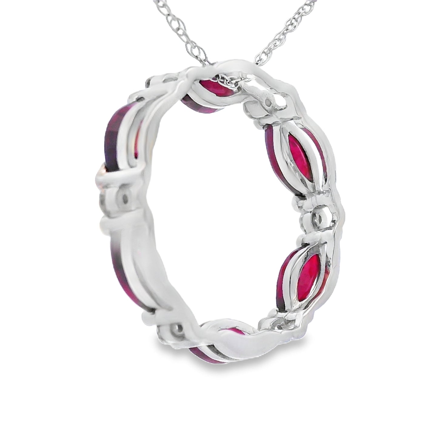 Ruby Diamond Circle of Love Pendant 10KT White Gold Bids.com