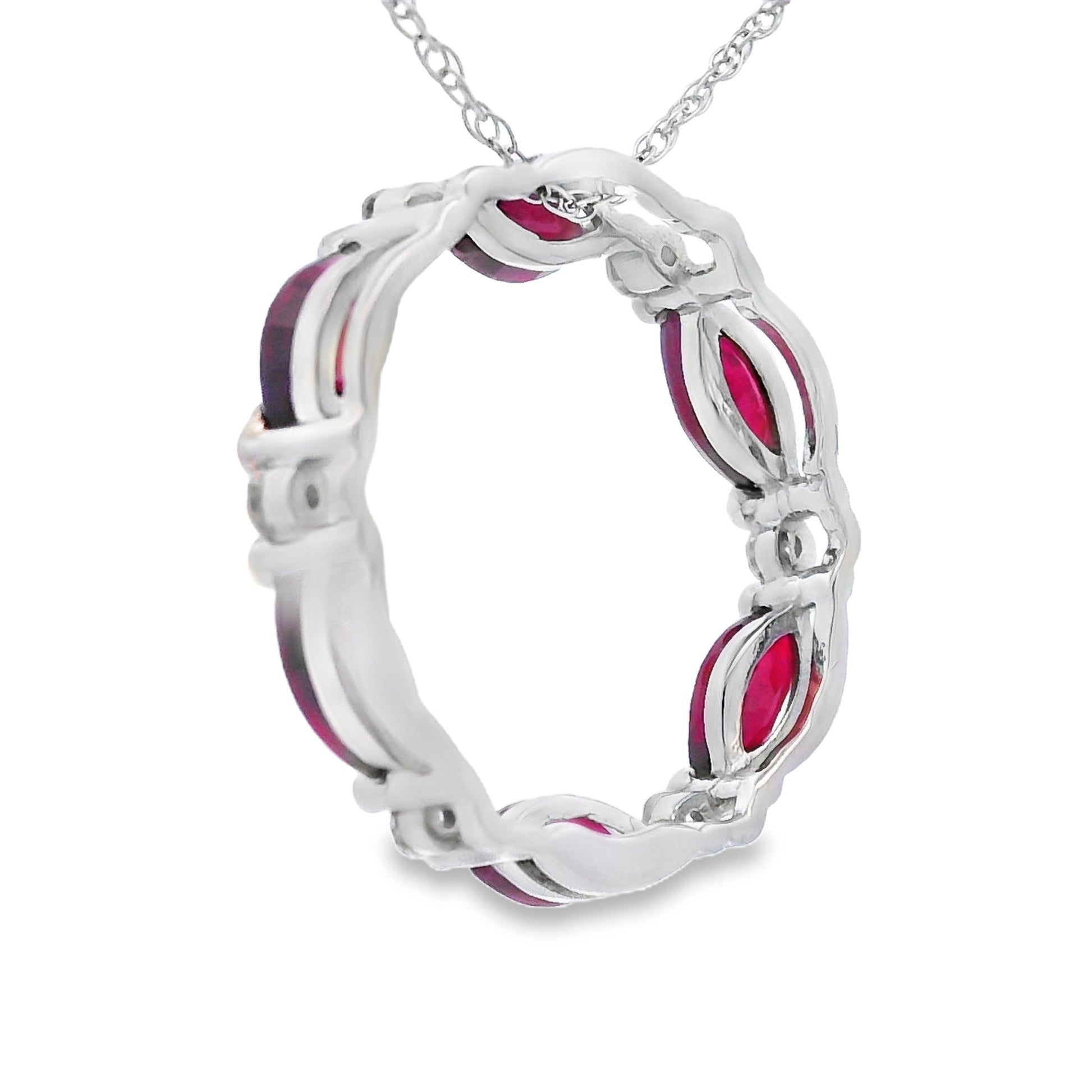 Ruby Diamond Circle of Love Pendant 10KT White Gold Bids.com