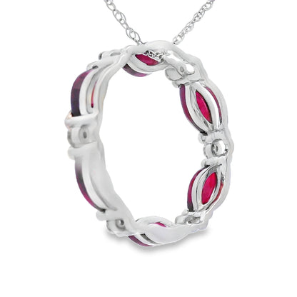 Ruby Diamond Circle of Love Pendant 10KT White Gold Bids.com