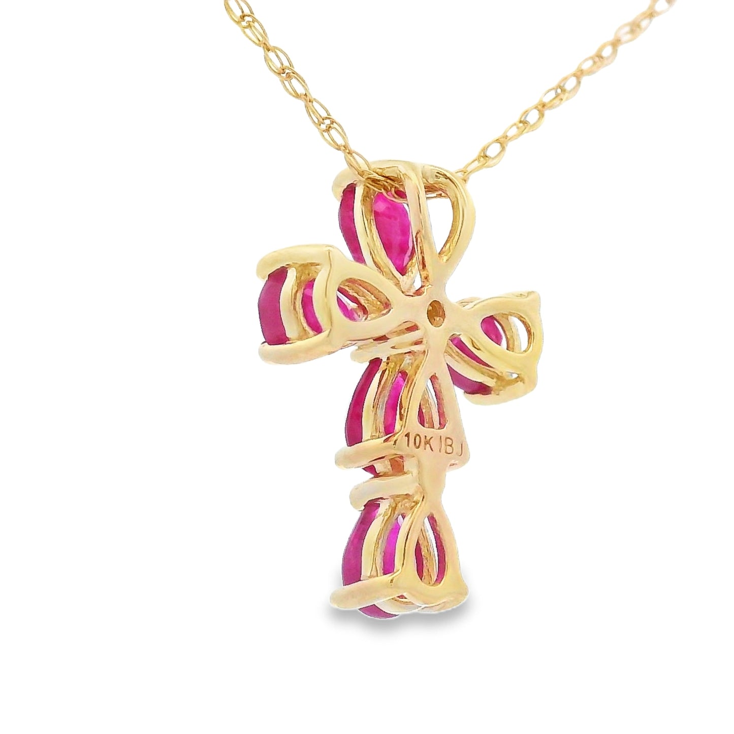 Ruby Diamond Cross Religious Pendant 10KT Yellow Gold Bids.com