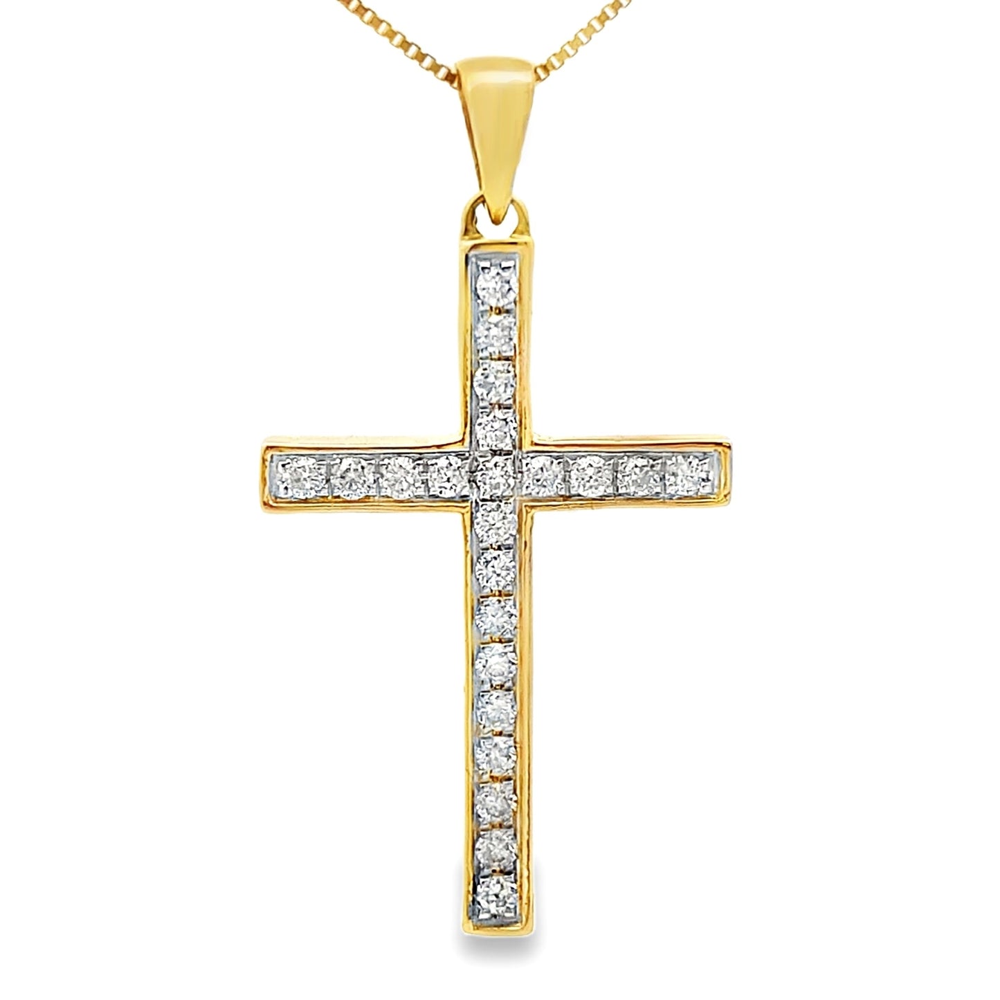 .22ct Diamond Cross Religious Pendant 14KT Yellow Gold Bids.com