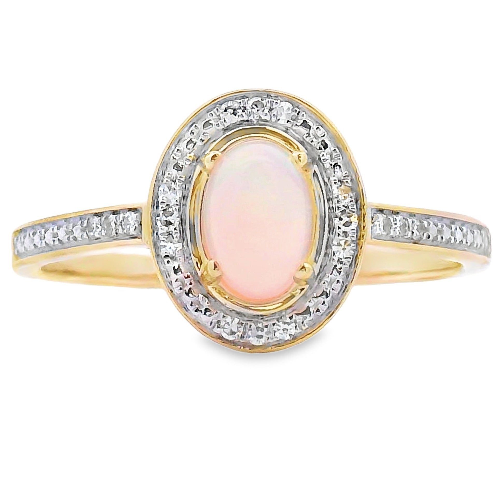 Genuine .36ct Opal Diamond Ring 10KT Yellow Gold Bids.com