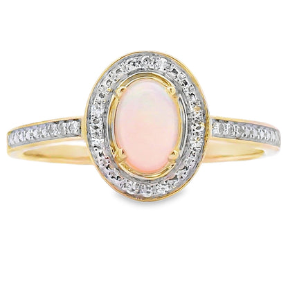 Genuine .36ct Opal Diamond Ring 10KT Yellow Gold Bids.com