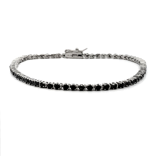 2.27ct Black Diamond Tennis Bracelet Sterling Silver Bids.com