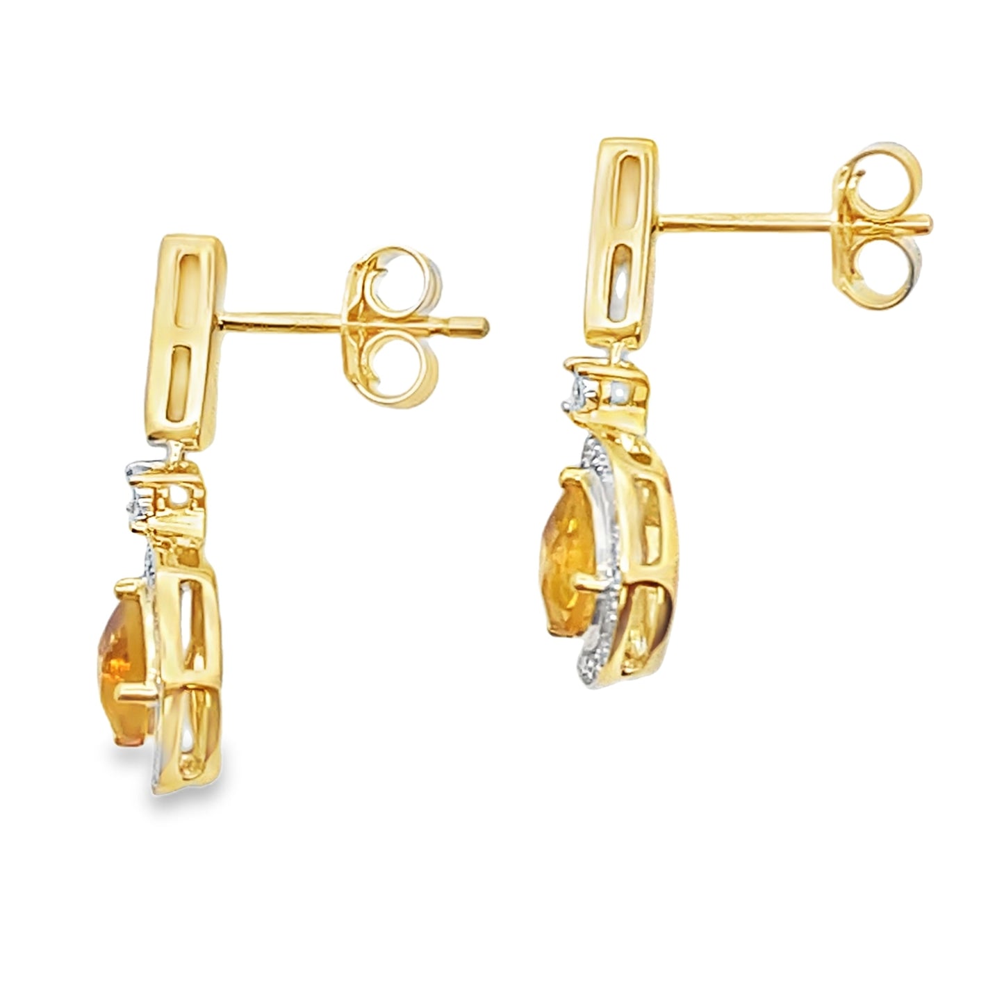 .89ct Citrine Diamond Dangle Earrings 10KT Yellow Gold Bids.com