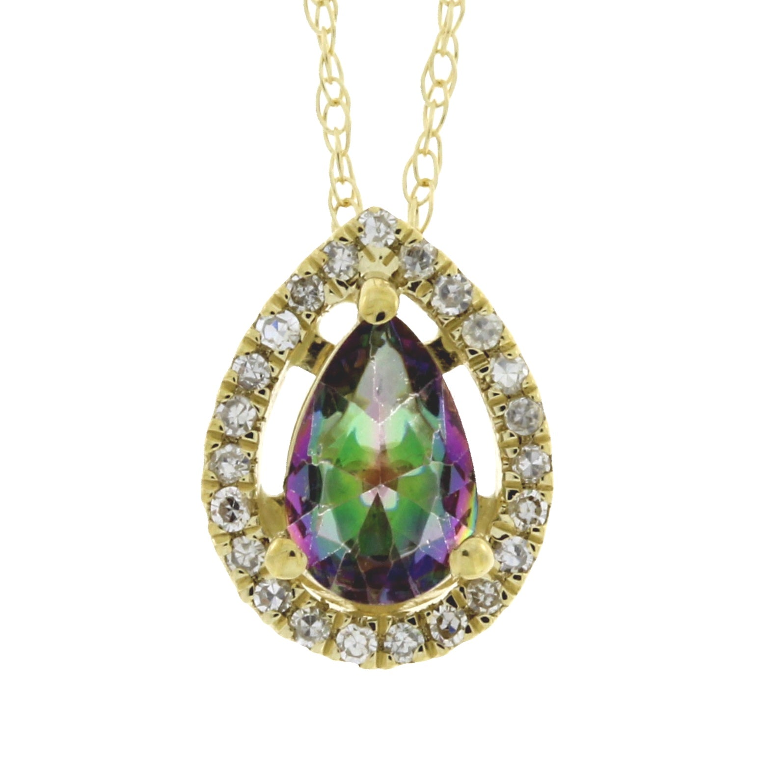 Treated Topaz Diamond Fashion Pendants 14KT Yellow Gold Bids.com