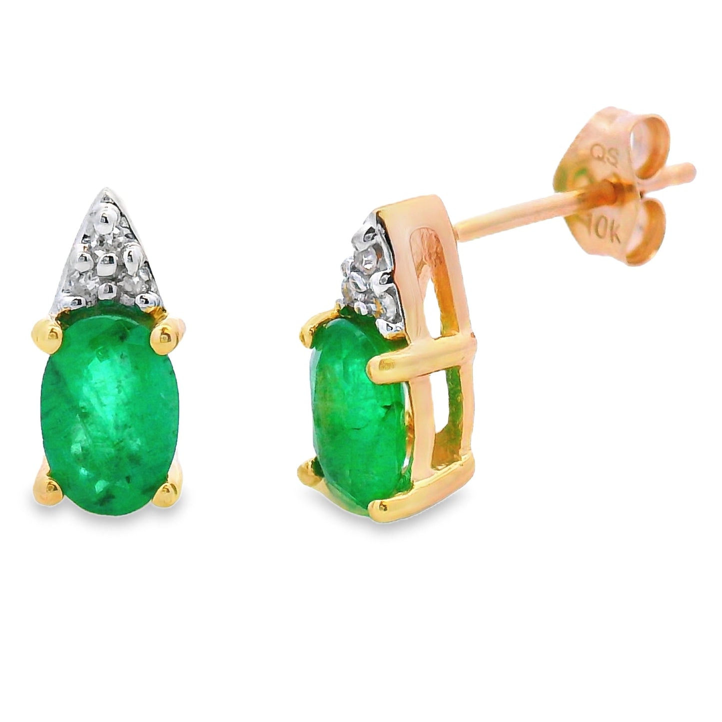 1.03ct Emerald Diamond Stud Earrings 10KT Yellow Gold Bids.com