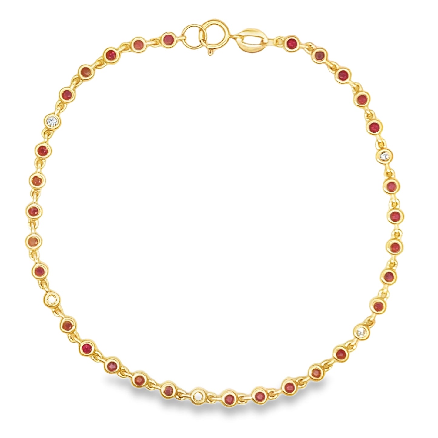 Natural .95ct Ruby Diamond Bracelet 14KT Yellow Gold Bids.com