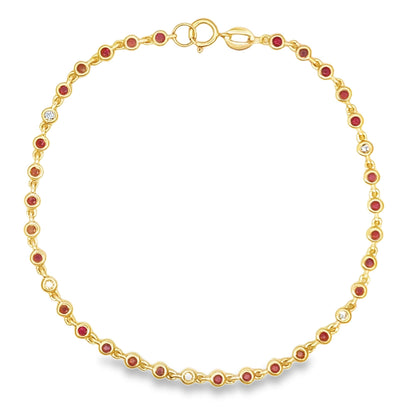 Natural .95ct Ruby Diamond Bracelet 14KT Yellow Gold Bids.com