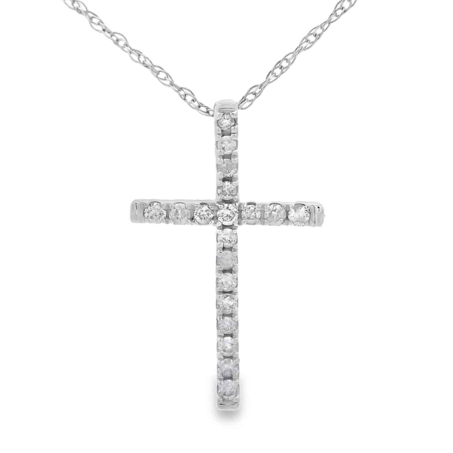 .11ct Diamond Cross Religious Pendant 14KT White Gold Bids.com