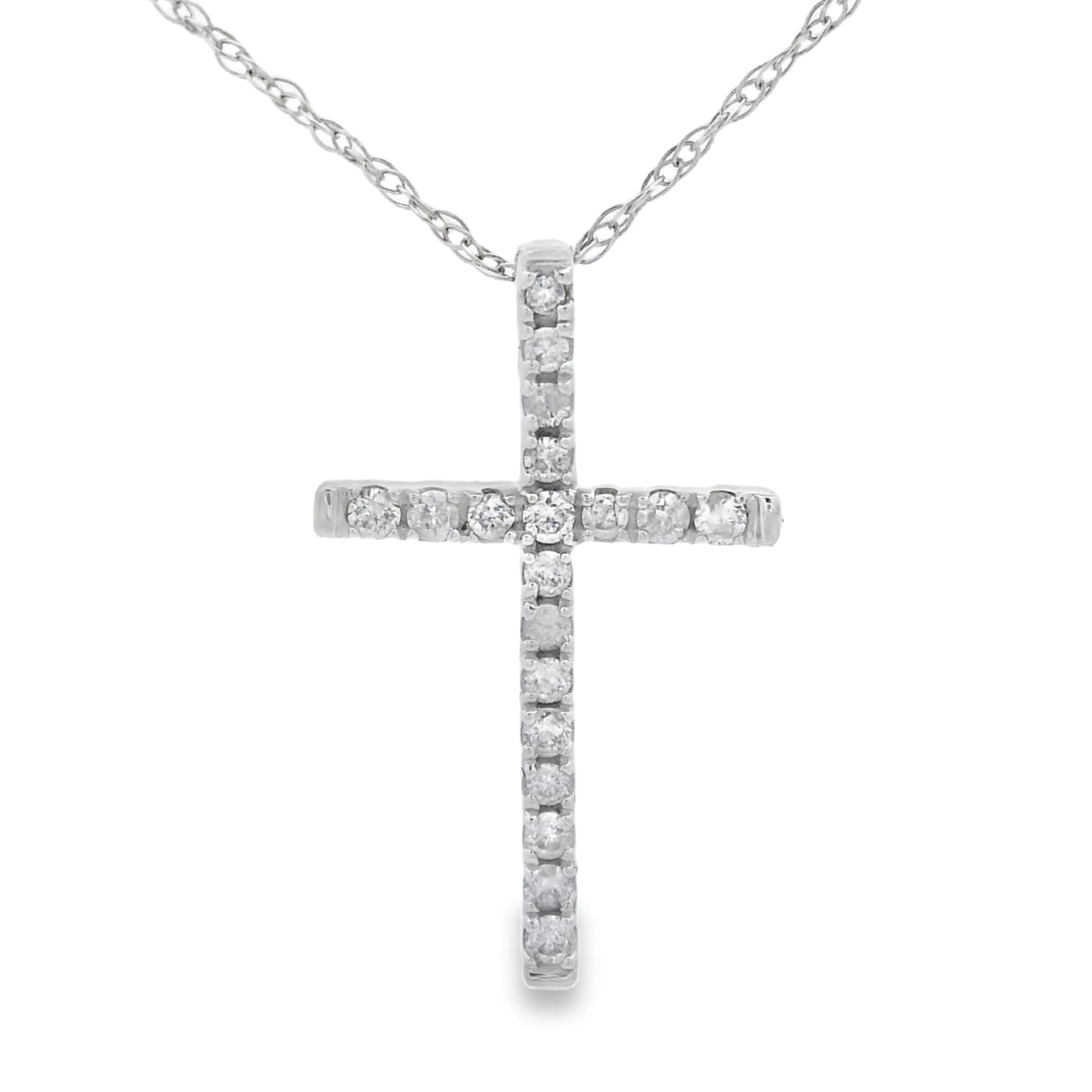 .11ct Diamond Cross Religious Pendant 14KT White Gold Bids.com