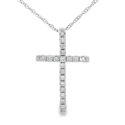 .11ct Diamond Cross Religious Pendant 14KT White Gold Bids.com