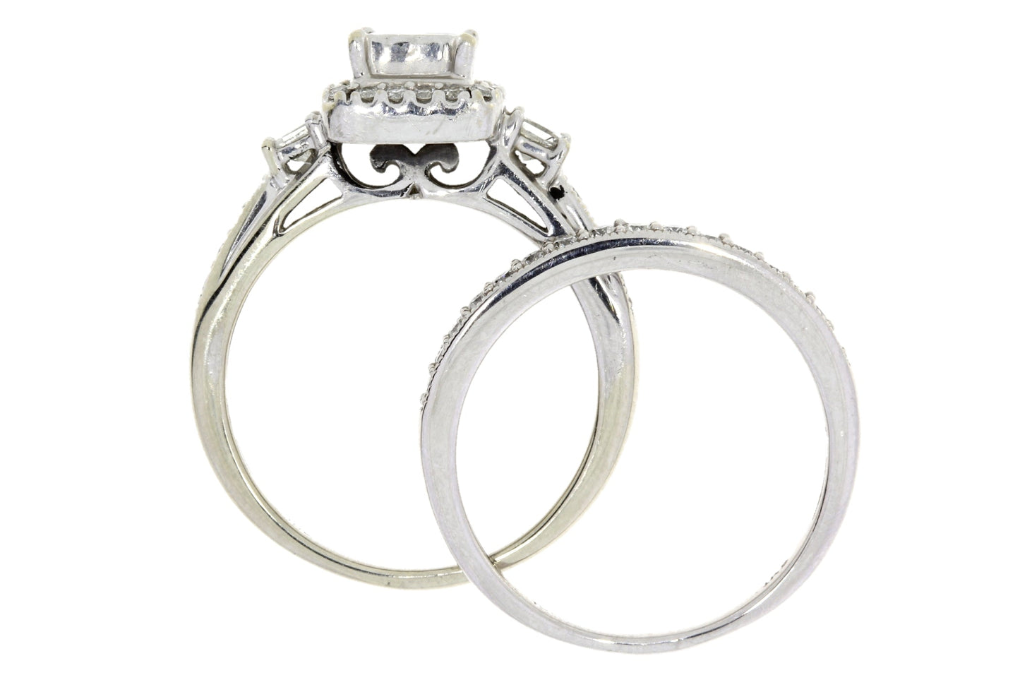 1.00ct Diamond Engagement Ring Set 10KT White Gold Bids.com