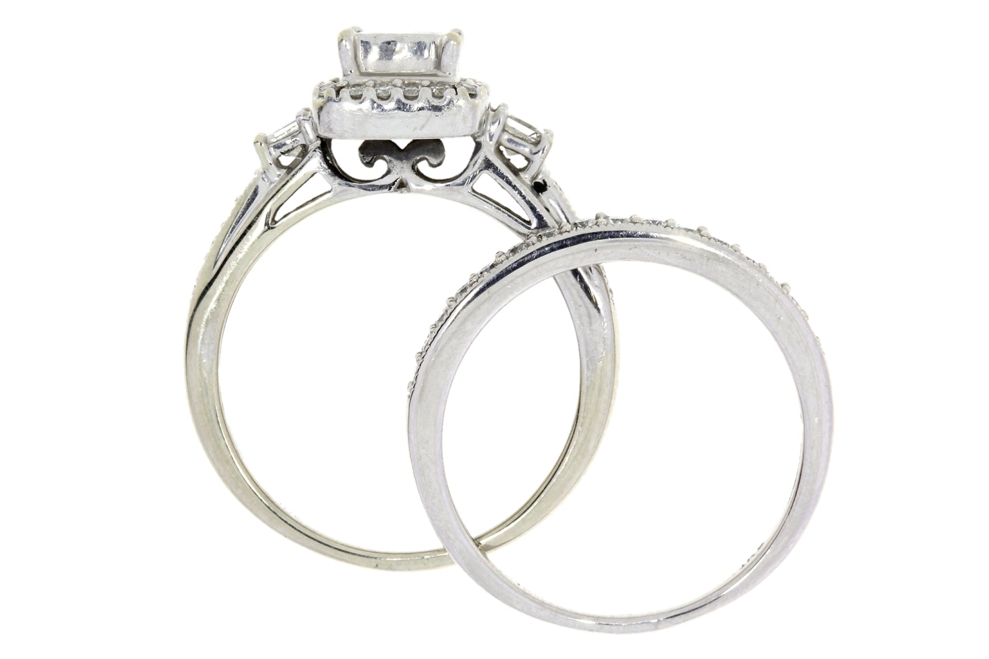 1.00ct Diamond Engagement Ring Set 10KT White Gold Bids.com
