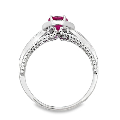 Genuine 1.35ct Ruby Diamond Ring 14KT White Gold Bids.com