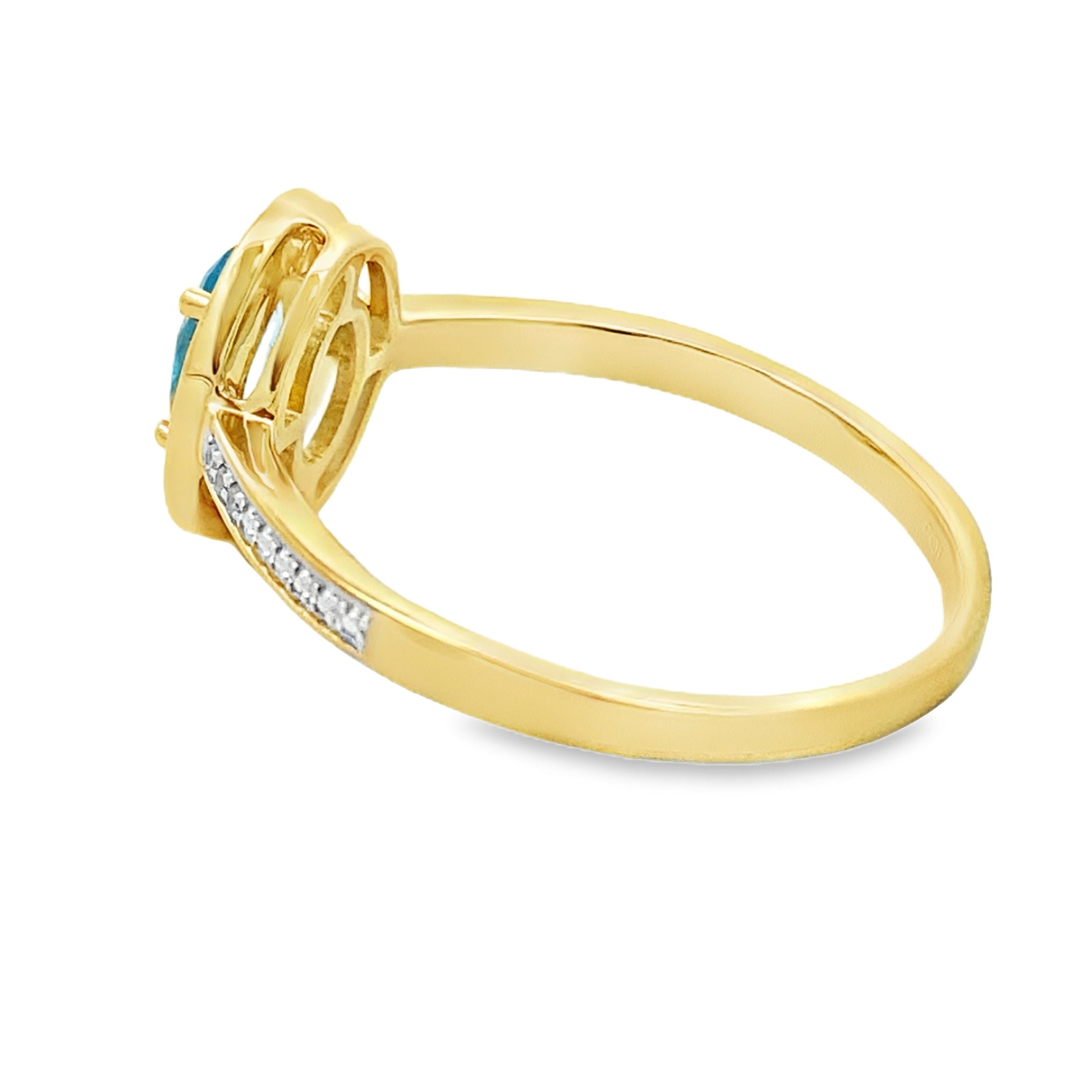 Genuine .49ct Blue Topaz Diamond Ring 10KT Yellow Gold Bids.com