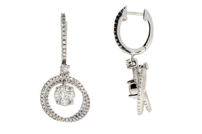 Genuine 1.00ct Diamond Dangle Earrings 14KT White Gold Bids.com
