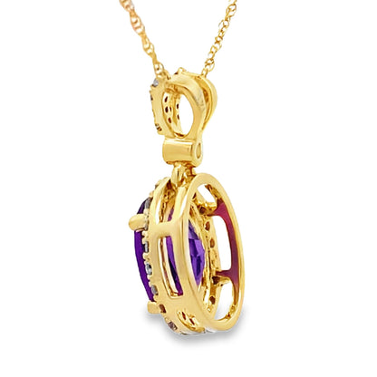Amethyst Diamond Fashion Pendants 14KT Yellow Gold Bids.com