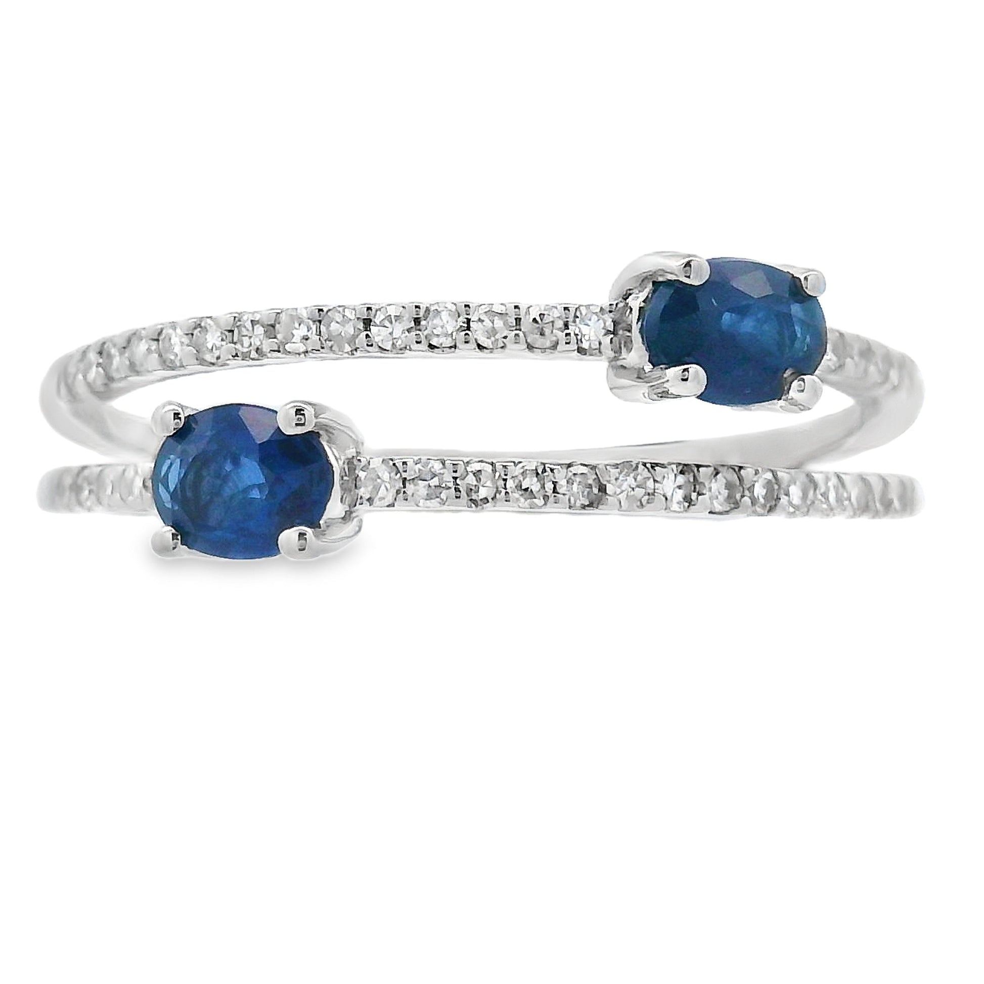 Natural .61ct Sapphire Diamond Ring 14KT White Gold Bids.com