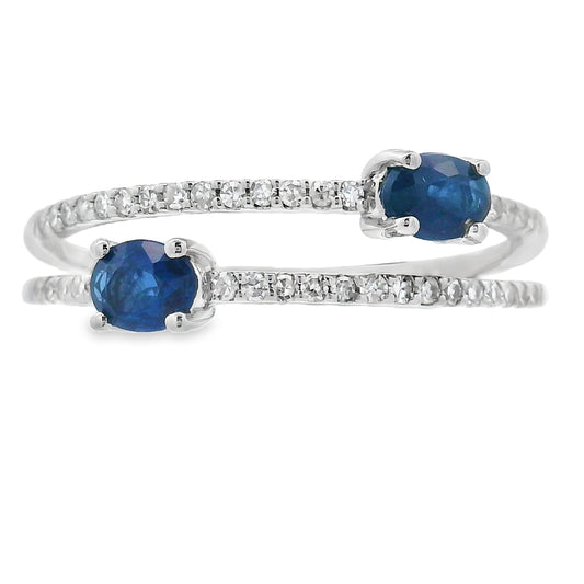 Natural .61ct Sapphire Diamond Ring 14KT White Gold Bids.com