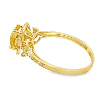 Natural .58ct Citrine Diamond Ring 14KT Yellow Gold Bids.com