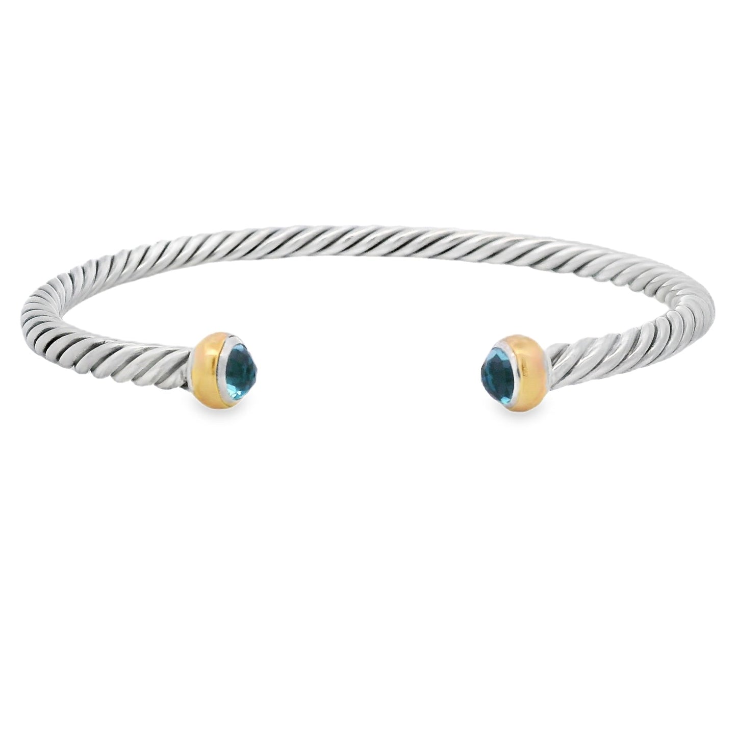 Blue Topaz Bangle Bracelet Sterling Silver 18KT Gold Bids.com