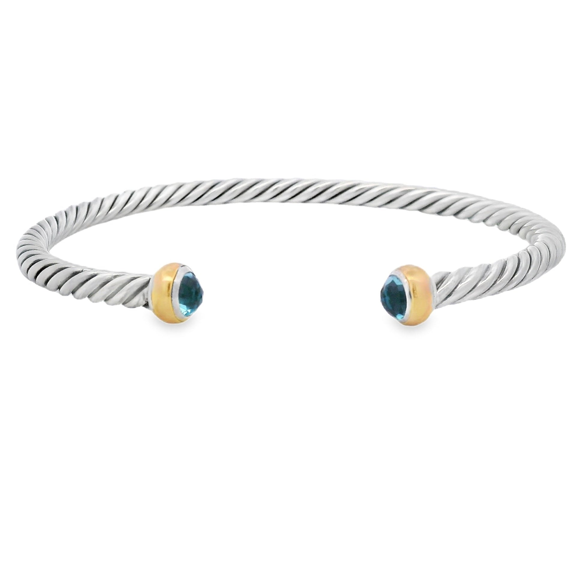 Blue Topaz Bangle Bracelet Sterling Silver 18KT Gold Bids.com