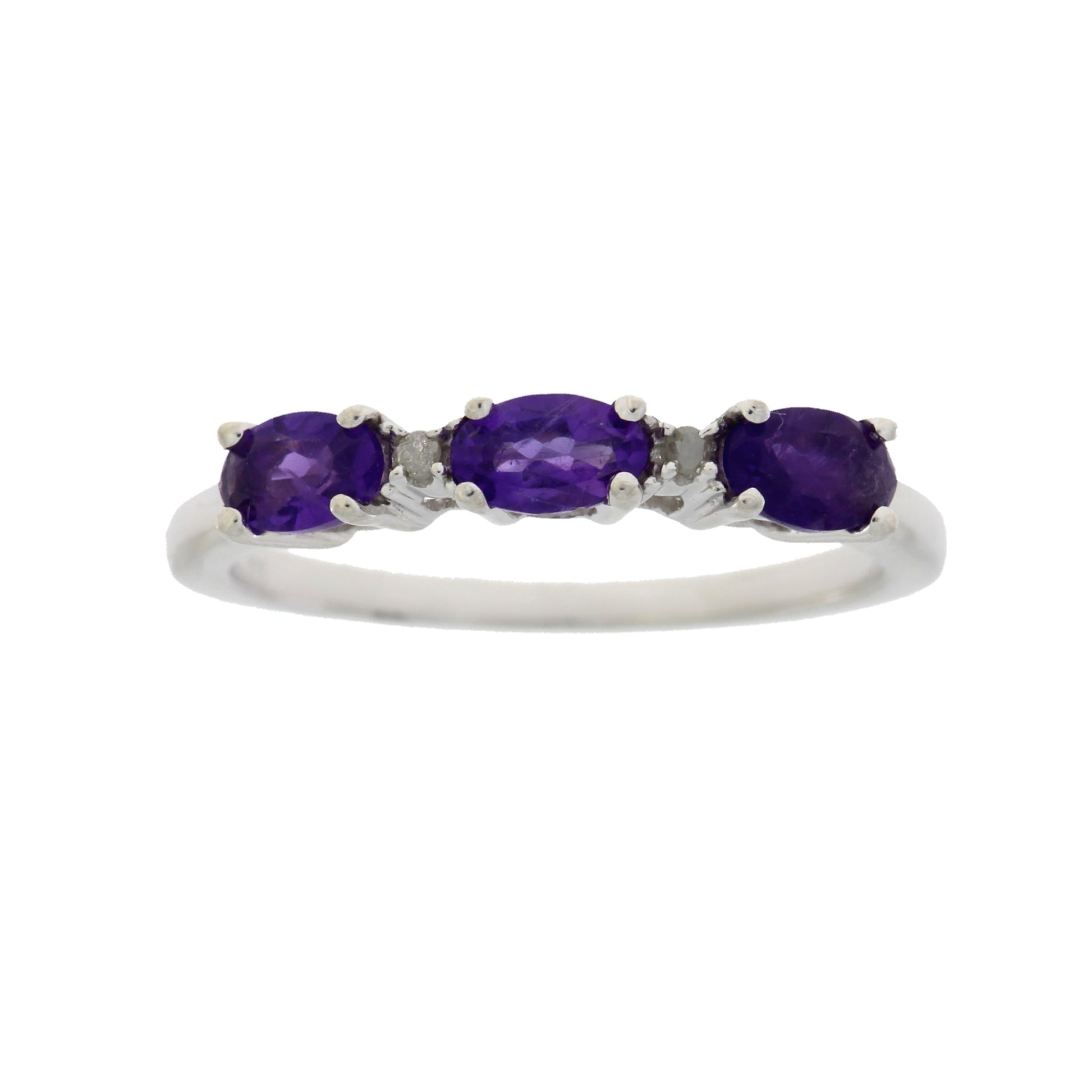 Genuine .70ct Amethyst Diamond Ring Sterling Silver Bids.com